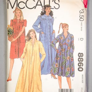 May include: A vintage McCall's sewing pattern envelope featuring illustrations of four different dresses. The dresses are in red, yellow, blue, and floral print. The envelope has the text "McCall's" at the top and the number "8860" on the side.