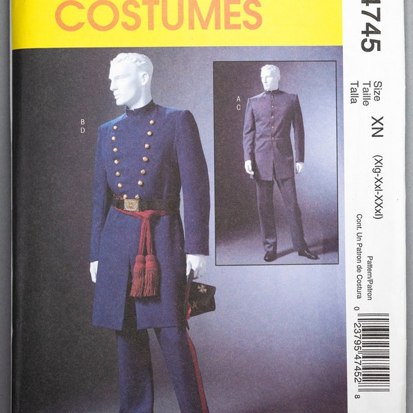 M4745 | size Xlg-Xxl-XXxl | McCall's 4745 Men's Civil War Costume Sewing Pattern Victorian Military Uniform Suit Theater Reenactor 1860s