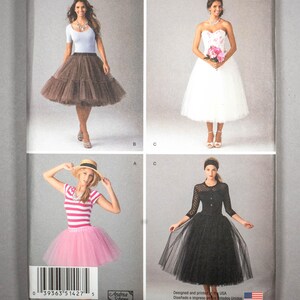 S1427 | tailles 4-12 | Patron de couture Simplicity 1427 jupe en tulle en trois longueurs : mariage de bal de promo, taille élastique, jupon, ourlet à volants