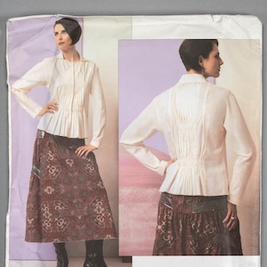 V2761 | 8-10-12 | Issey Miyake Vogue Designer Original 2761 Sewing Pattern Misses Boho Blouse Top and Flared Skirt: Tucks, Contrast Bands