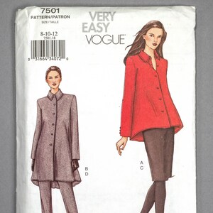 May include: A sewing pattern for a long-sleeved shirt and pants. The pattern is for sizes 8-10-12. The pattern is from Very Easy Vogue and the pattern number is 7501/8.
