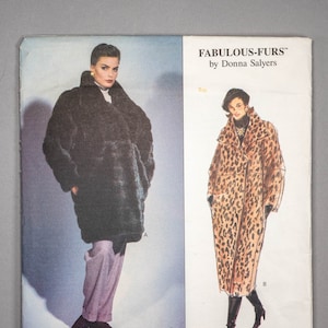 V2993 | XS-M | Donna Salyers Fabulous Furs Vogue Designer 2993 Iconic 90s Oversized Lined Faux Fur Coat Sewing Pattern: Knee or Calf Length