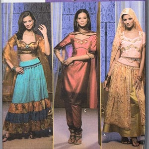 S4249 | szs 14-20 | Simplicity 4249 Indian Bollywood Dance Costume Sewing Pattern: Choli Top, Draped Skirt, Salwar Kameez, Dupatta Veil