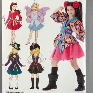 May include: Simplicity sewing pattern 2069 for sizes 7, 8, 10, 12, 14. The envelope features illustrations of five different costumes including a devil, fairy, Mad Hatter, pirate, and a character in a patterned kimono-style top with a pink skirt.