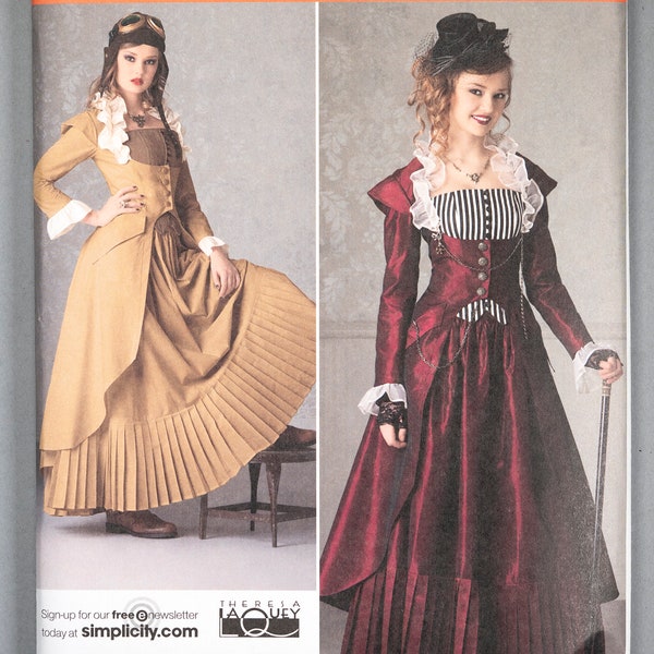 S2172 | 14-16-18-20-22 | Simplicity 2172 Womens' Steampunk Victorian Edwardian Costume Pattern | Theresa La Quey Cosplay Coat Bustier Skirt