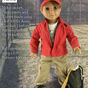 L&P 1010: Army Combat Uniform Sewing Pattern for 18 inch dolls such as American Girl uniform jacket, cargo pants, t-shirt and helmet cover image 8
