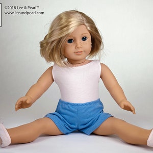 L&P 101: Gym Shorts Pattern for 18 Inch Dolls such as American Girl workout, running, dance or pajama bottoms for girl and boy dolls image 4
