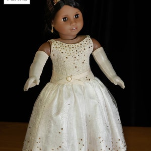 L&P 1076: Grand Gala Ballgown with Evening Gloves and Russian Ballet Bodice with Neo-Classical Tutu for 18 Inch / American Girl Dolls image 2