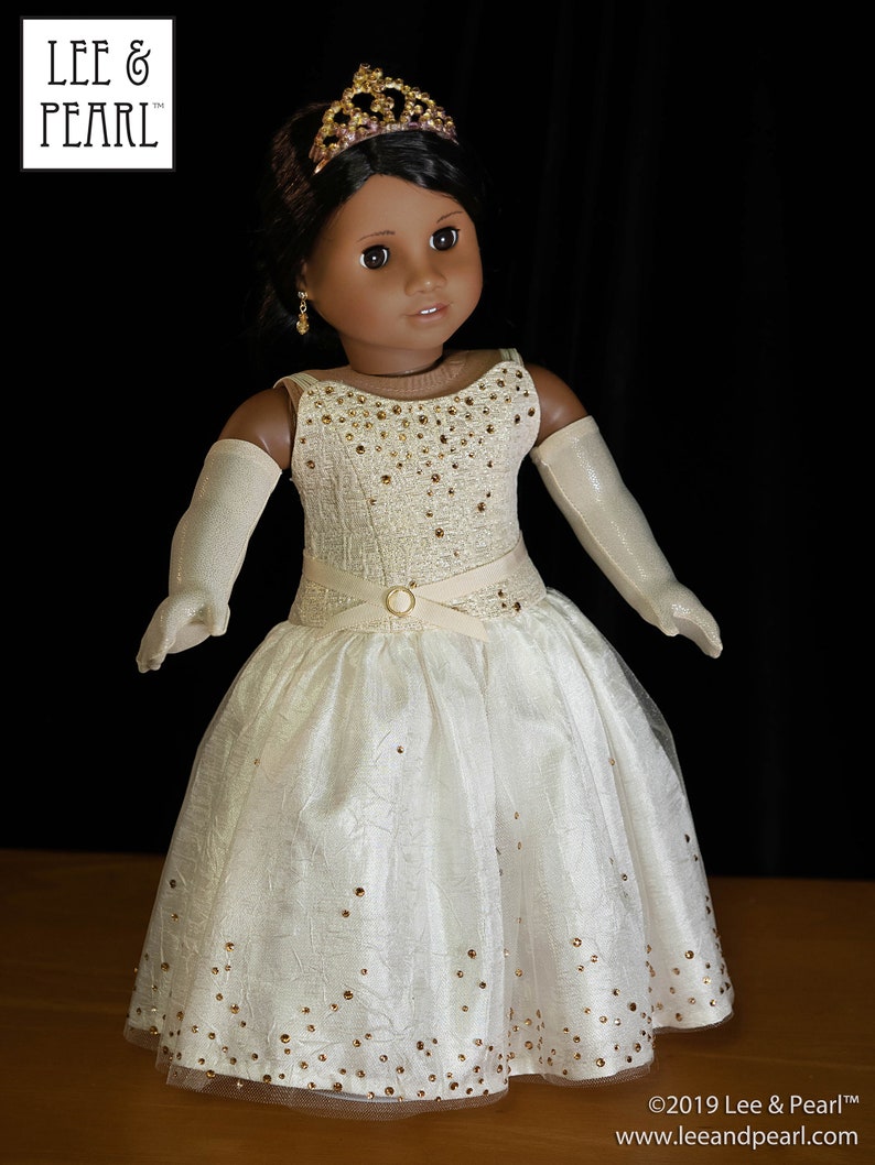 L&P 1076: Grand Gala Ballgown with Evening Gloves and Russian Ballet Bodice with Neo-Classical Tutu for 18 Inch / American Girl Dolls image 2