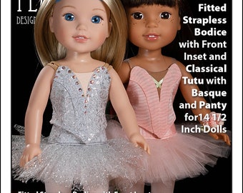 L&P 1073: Prima Ballerina Pattern for 14 1/2 Inch Wellie Wisher and similar dolls — Classical (Pancake) Tutu, Dance Bodice, Basque and Panty