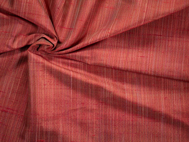 100% Silk Strié Shantung by the HALF Yard Fabric, Dupioni, Taffeta, Sewing, Crafts, Dressmaking, Dolls, Drapery, Deadstock, Sustainable CRANBERRY SHIMMER