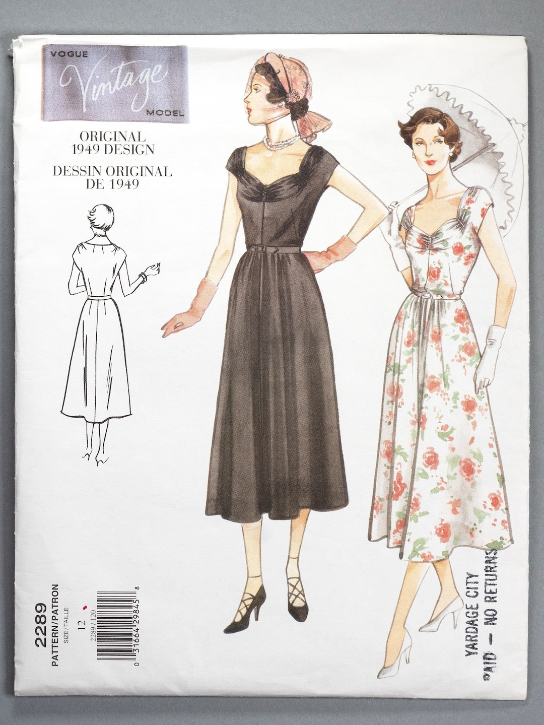 V2289 | Sz 12 | Vogue 2289 Original 1949 Design Vintage Retro Reprint ...