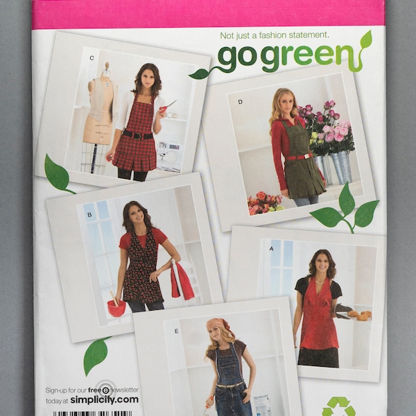 S2682 | S-M-L-XL | Simplicity 2682 Women's Sewing Pattern Go Green Aprons Chefs Hostess Apron Recycled Upcycled Jeans Cargo Pants Denim Gift