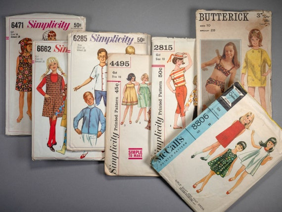 vintage sewing patterns lot, 60s 70s 80s 90s fashion doll clothes