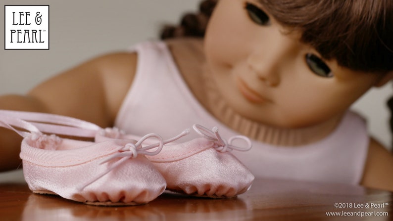 L&P 1075: Ballet Slippers Pattern for 18 inch dolls such as American Girl ultra-realistic dance shoes that are easy to make too image 1
