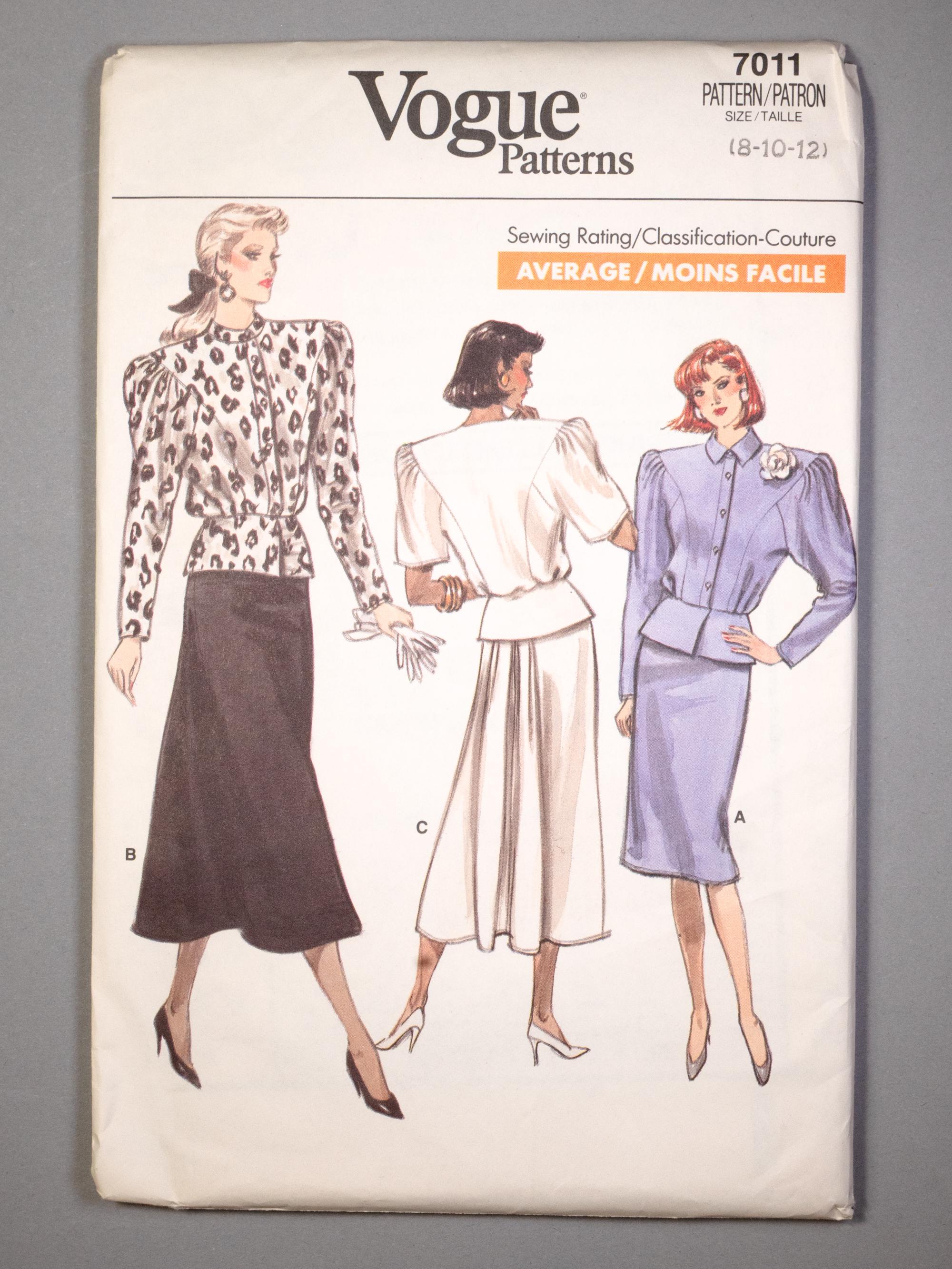 V7011 | 8-12 | Vogue 7011 80s 1980s Misses Blouse & Skirt Sewing