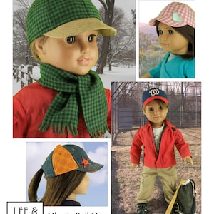 Peut inclure: Un patron de couture pour une casquette classique pour poup&eacute;es de 45 cm. Le patron est pr&eacute;sent&eacute; avec trois mod&egrave;les de poup&eacute;es diff&eacute;rentes portant la casquette dans diff&eacute;rents styles. Le patron est intitul&eacute; "Casquette Classique pour Poup&eacute;es de 45 cm" et comprend le texte "Mod&egrave;le #1008".