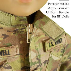 L&P 1010: Army Combat Uniform Sewing Pattern for 18 inch dolls such as American Girl uniform jacket, cargo pants, t-shirt and helmet cover image 4