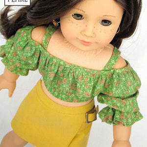 L&P 1035: Olá Brasil! Off-the-Shoulder Samba Top, Bahia Dress and Brazilian Baiana Headwrap Pattern for 18 inch dolls such as American Girl image 3