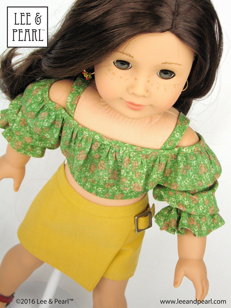 L&P 1035: Olá Brasil! Off-the-Shoulder Samba Top, Bahia Dress and Brazilian Baiana Headwrap Pattern for 18 inch dolls such as American Girl image 3