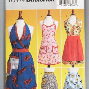 B5474 | S-M-L | Butterick 5474 Women&#39;s Sewing Pattern Chefs Apron Waitress Hostess Cross Bodice Collar Aprons Cooking Baking Holiday Gift