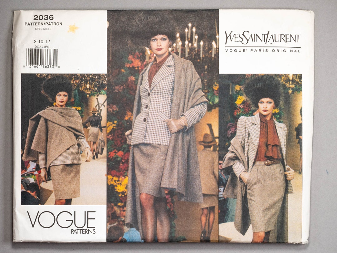 Ysl Pattern V2036 | Szs 8-12 | Yves Saint Laurent Vogue Paris Original 2036 Ladies ...