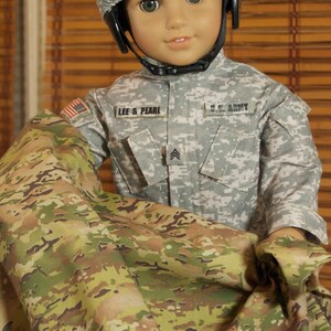 L&P 1010: Army Combat Uniform Sewing Pattern for 18 inch dolls such as American Girl uniform jacket, cargo pants, t-shirt and helmet cover image 7