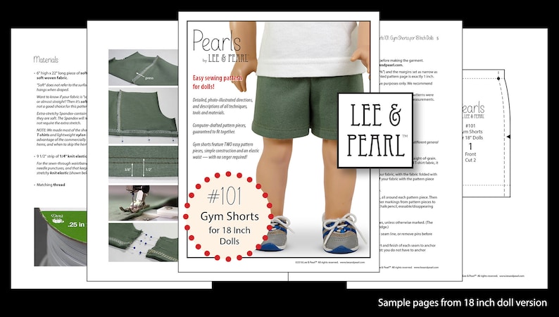 L&P 101: Gym Shorts Pattern for 18 Inch Dolls such as American Girl workout, running, dance or pajama bottoms for girl and boy dolls image 5