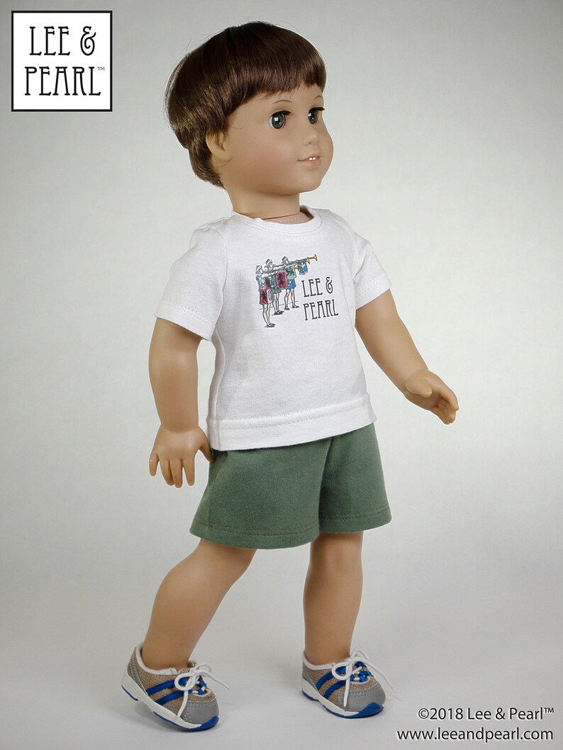 L&P 101: Gym Shorts Pattern for 18 Inch Dolls such as American Girl workout, running, dance or pajama bottoms for girl and boy dolls image 3