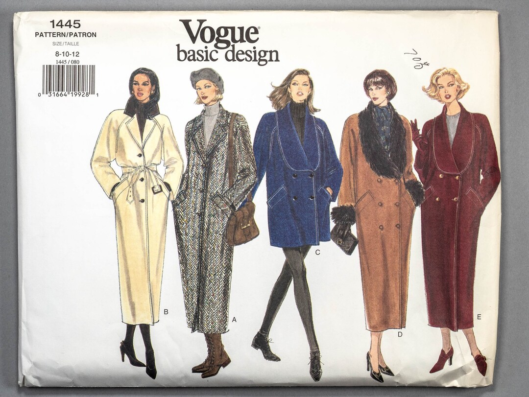 V1445 Sz 8-10-12 Vogue Basic Design Coats: 1994 90s - Etsy
