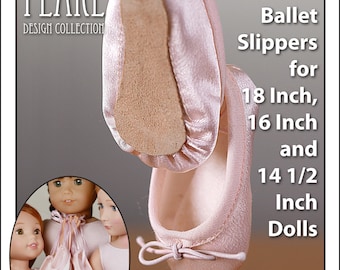 L&P 1075: Ballet Slippers Pattern for 18 Inch American Girl, 16 Inch AGFAT and 14 1/2 Inch WW Dolls — ultra-realistic doll dance shoes!