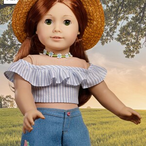 L&P 1035: Olá Brasil! Off-the-Shoulder Samba Top, Bahia Dress and Brazilian Baiana Headwrap Pattern for 18 inch dolls such as American Girl image 8