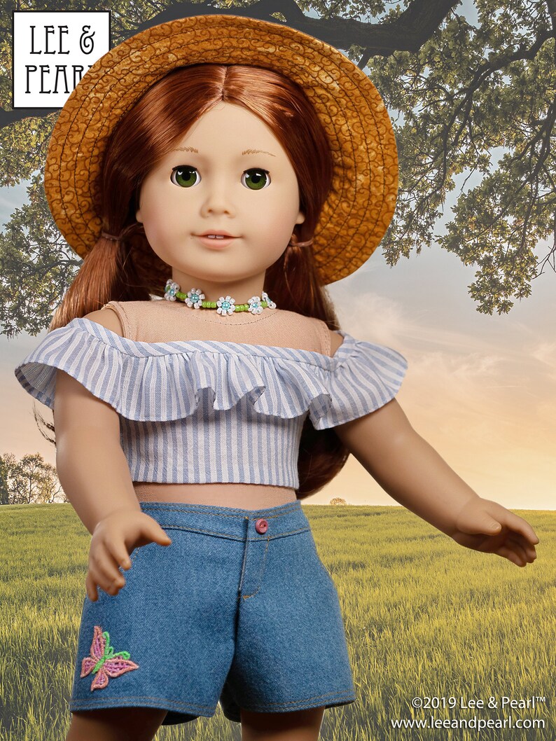 L&P 1035: Olá Brasil! Off-the-Shoulder Samba Top, Bahia Dress and Brazilian Baiana Headwrap Pattern for 18 inch dolls such as American Girl image 8
