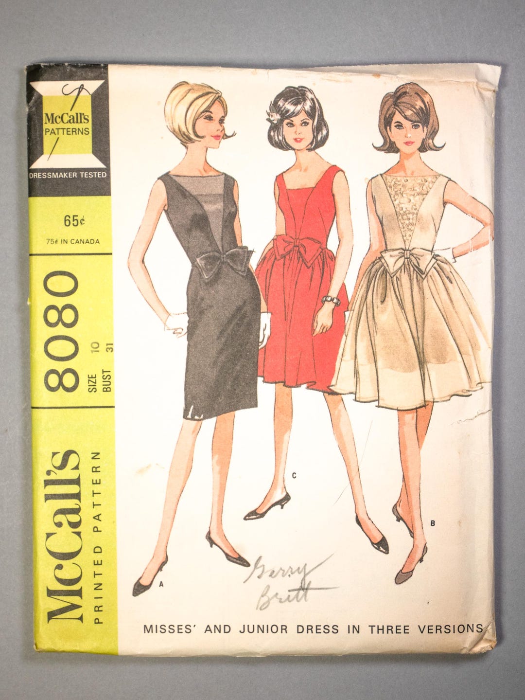 M8080 | Size 10 | Mccalls 8080 60s 1960s Party Cocktail Dress Sewing ...