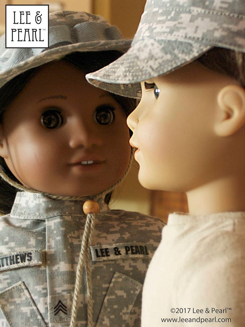 L&P 1010: Army Combat Uniform Sewing Pattern for 18 inch dolls such as American Girl uniform jacket, cargo pants, t-shirt and helmet cover image 9