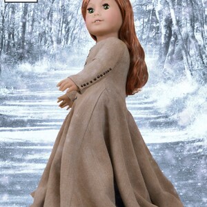 Lee & Pearl Pattern 3001: Late Medieval Lady's Wardrobe for 18 inch dolls such as American Girl — historical doll kirtle (dress), mantle (cloak), shift and girdle (belt). Illustrated historical background information booklet is included.