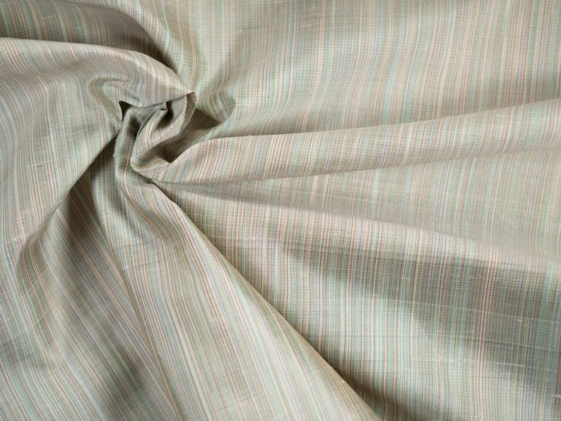 100% Silk Strié Shantung by the HALF Yard Fabric, Dupioni, Taffeta, Sewing, Crafts, Dressmaking, Dolls, Drapery, Deadstock, Sustainable SILVER SAGE