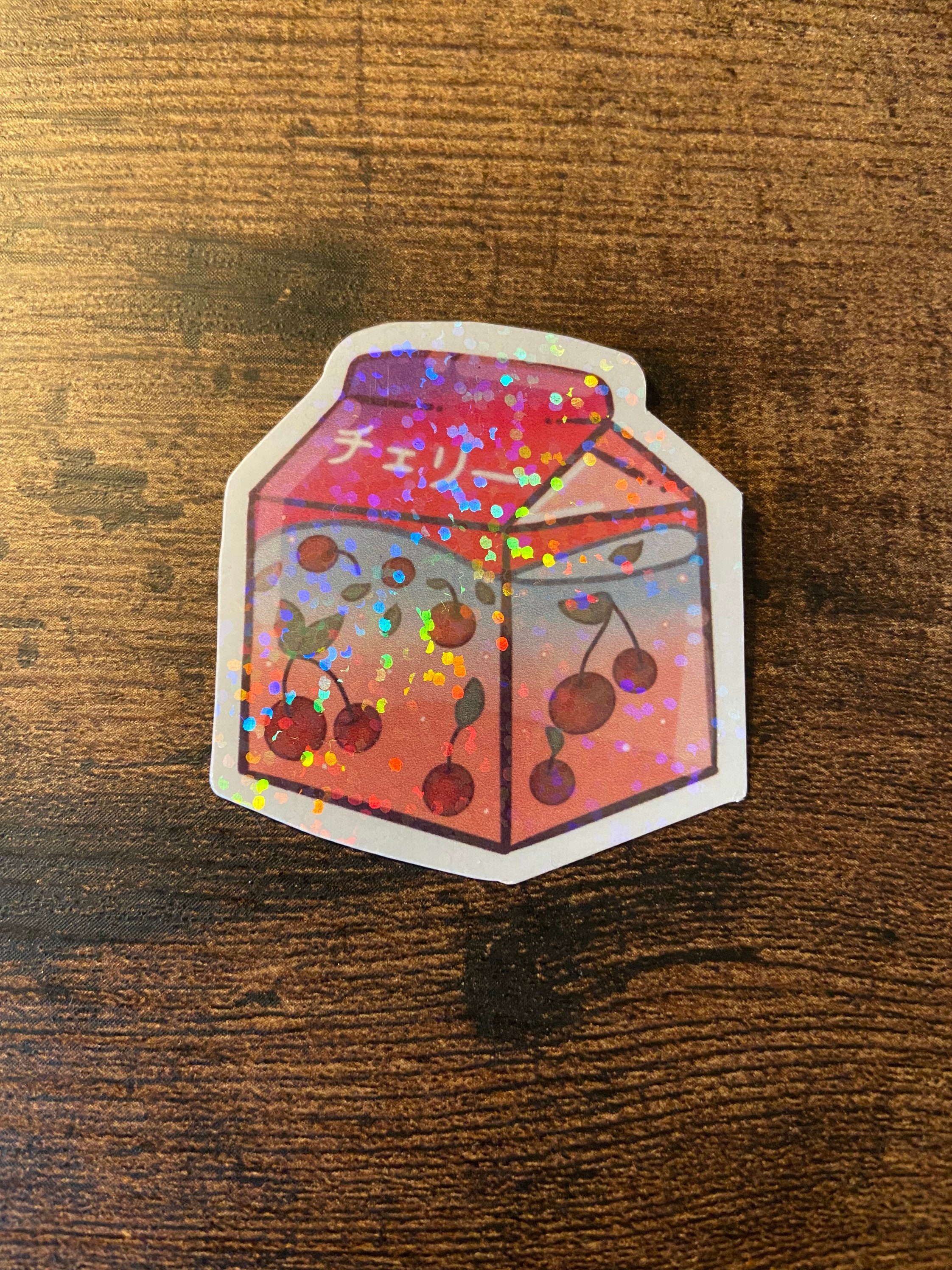 Cherry Milk Carton Holographic Sticker cherry milk sticker Etsy