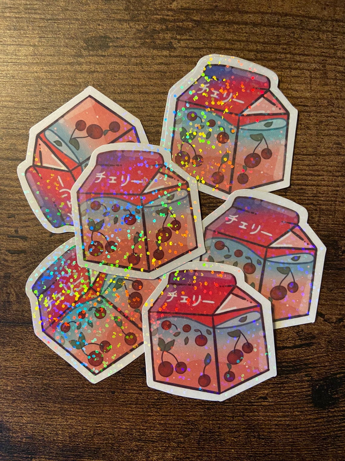 Cherry Milk Carton Holographic Sticker cherry milk sticker Etsy