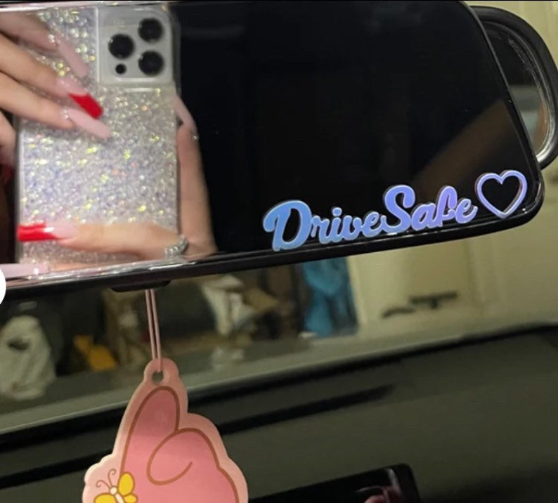 Drive Safe Vinyl Decal for Rear View Mirror, anime decal, cute decals, kawaii car decals, jdm decal, jdm sticker 