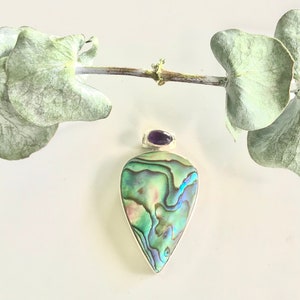 Abalone Seashell Necklace and Amethyst From Texas Necklace on a Adjustable Chain