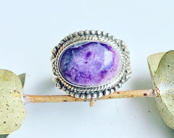 Mexican Violet Flame Opal Ring | Facilitates The Release of Stress | Supports All Chakras | Women Empowerment Gemstone | Sloan’s Stones