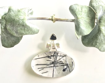 Recovery Stone | Tourmalined Quartz Necklace | Oval Shape | Sloan Stones | Designer Silversmith