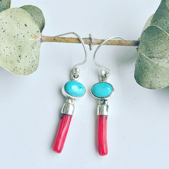 Balanced Turquoise with Silver Dangle Earrings Balanced Turquoise with Silver Dangle Earrings