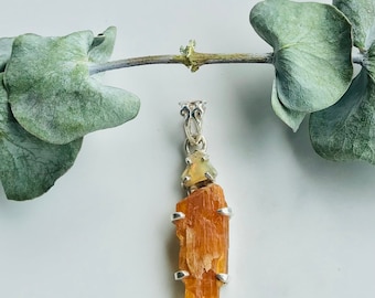 Orange Kyanite With Ethiopian Opal Necklace