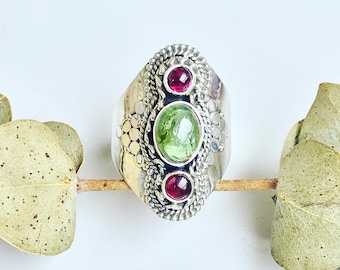 Tourmaline Green and Pink From Maine Ring Size 8 | Follow Your Heart | Gemstone For Anxiety Relief | Sloan’s Stones