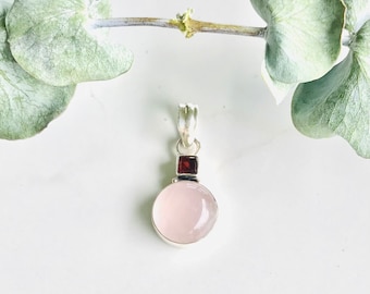 Custer South Dakota Rose Quartz Necklace With Garnet | Official Gemstone of South Dakota | Sloan‘s Stones