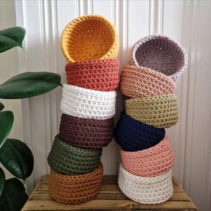 Small Crochet Storage Baskets. Trinket Basket For Desk Organisation