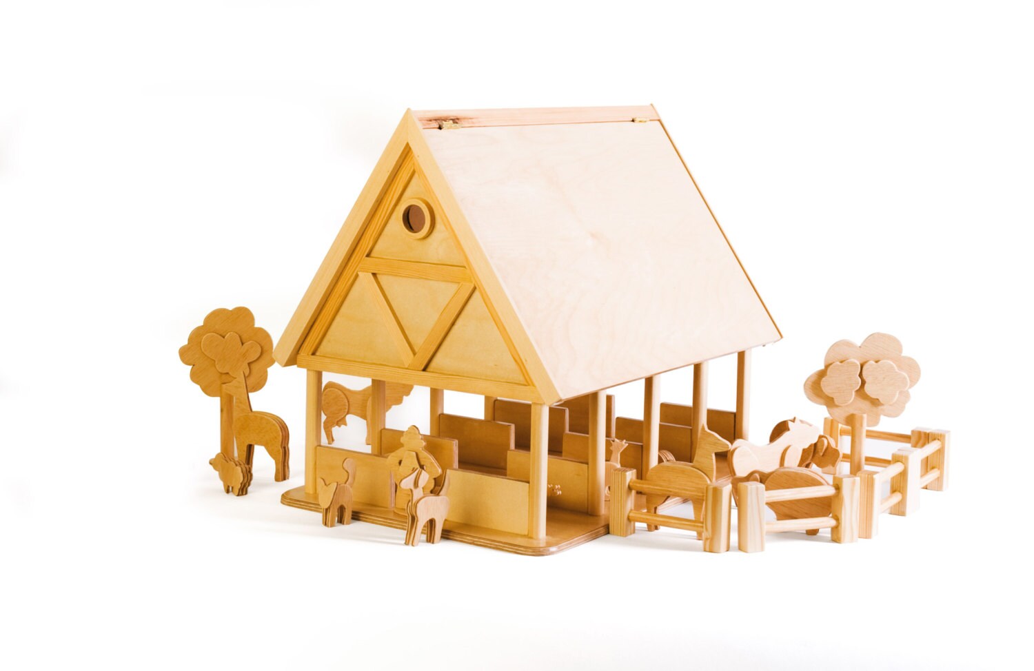 Bauernhof aus Holz für Kinder mit Tieren und Bauern-Set Holz | Etsy