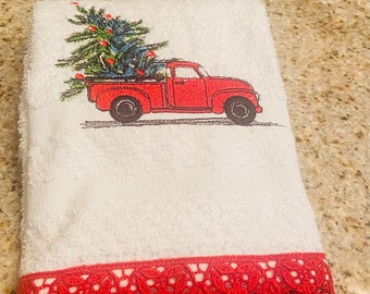 Christmas embroidered Face/Hand Towels